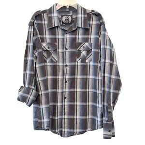 Eighty Eight Mens Plaid Casual Button Down Long Sleeve Shirt - Size XXL